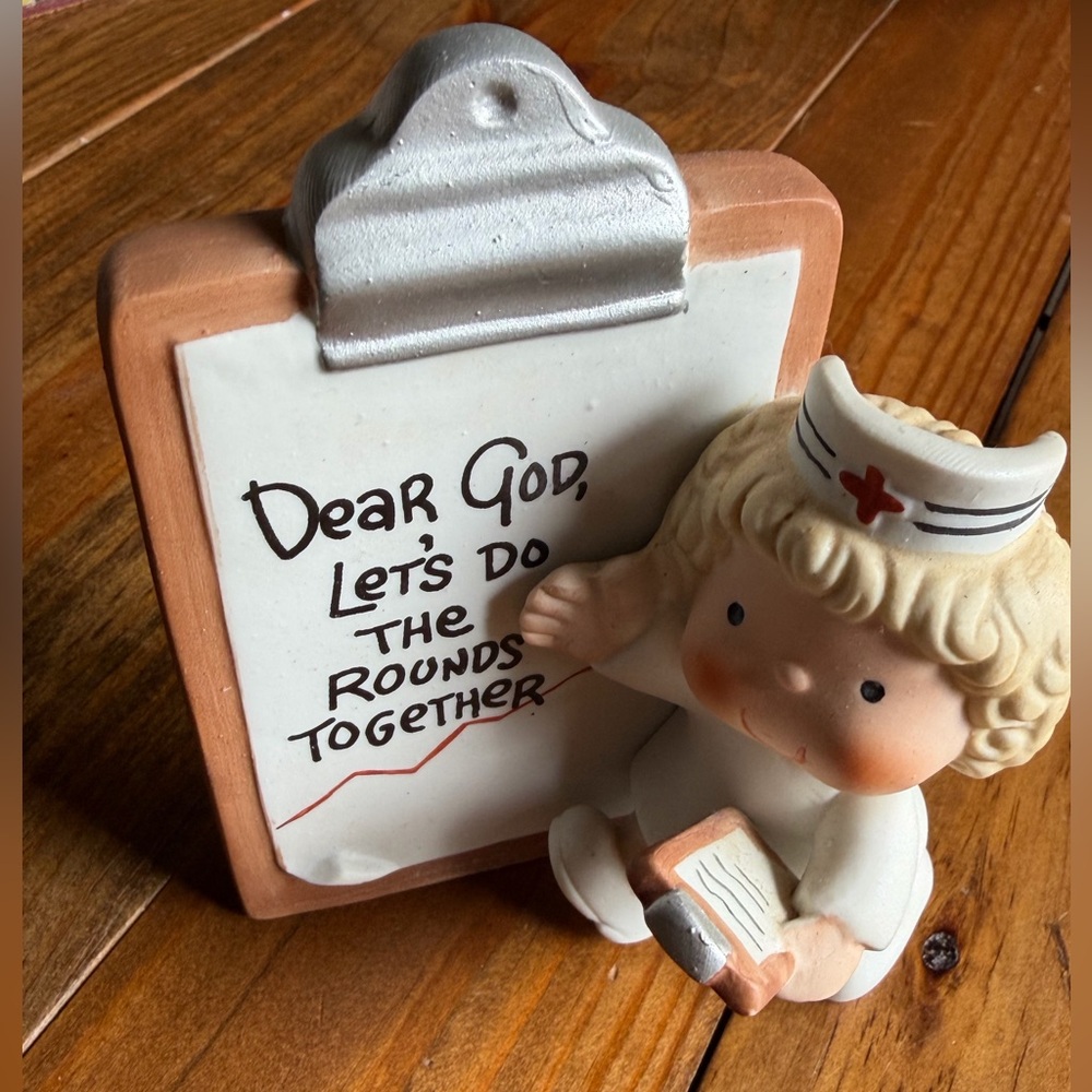 Vintage Nurse Figurine with Clipboard - By Enesco